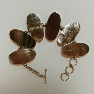 925 Silver and Shell Toggle Bracelet